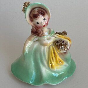 Vintage Josef Originals Head Tilt Taffy Figurine Flower Basket Girl